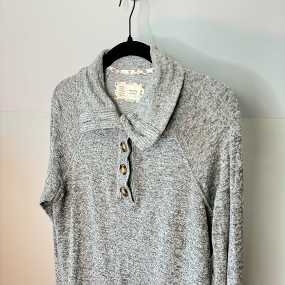 Anthropologie Saturday Sunday Gray Button Up Turtle Pullover Sweater Tunic - Picture 2 of 7